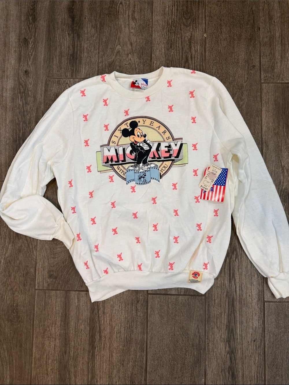 NWT Vintage 1987 Disney Mickey Mouse 60th Birthday pullover sweatshirt